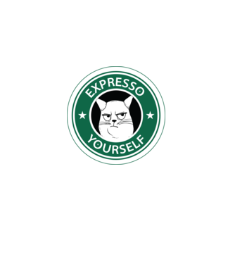 Expresso Yourself tricou Pisică cu cafea model negru pe tricou