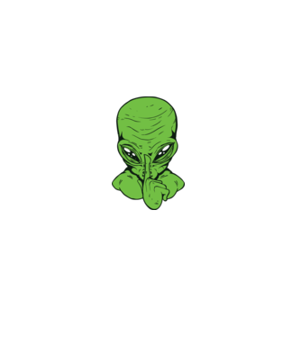 Alien Psst model negru pe tricou
