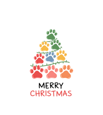 Merry Christmas Paws Alb model alb pe tricou