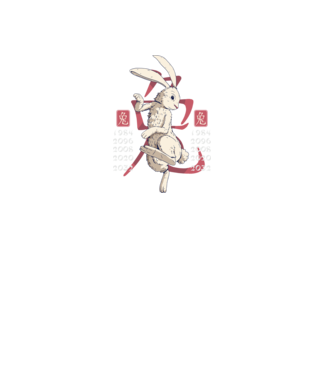 Year of the Rabbit model negru pe tricou