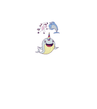 Unicorn Balenă Fuziune - Narval model turcoaz pe tricou