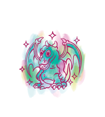 Acuarelă Dragon model alb pe tricou