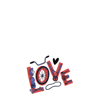 Love Bicicletă model alb pe tricou