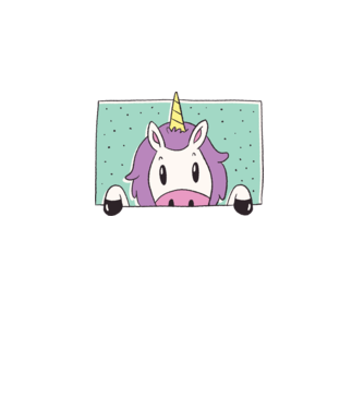 Unicorn curios model alb pe tricou