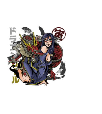 Dragon sexy Anime model negru pe tricou
