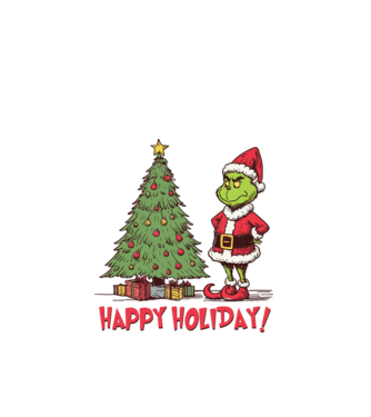 Happy Holiday Grinch model albastru închis pe tricou