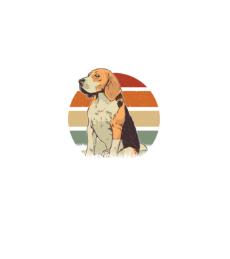 Beagle Retro Sunset model negru pe tricou