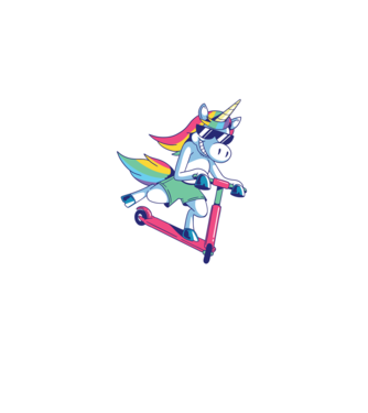 Unicorn cu trotinetă tricou amuzant model negru pe tricou