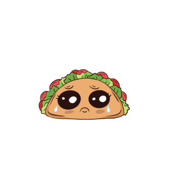 Taco trist model alb pe tricou