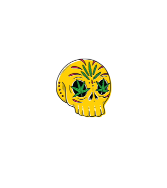 Marijuana Craniu model negru pe tricou