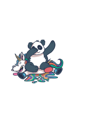 Panda DAB Unicorn model negru pe tricou