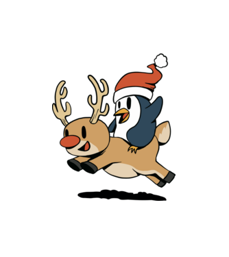 pinguin reindeer cristmas model alb pe tricou