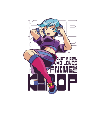 Doar o fată căreia îi place Anime și K-Pop model alb pe tricou