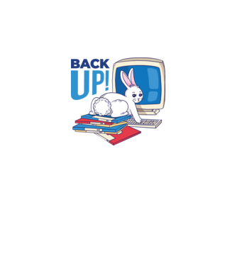 Back up bunny model alb pe tricou