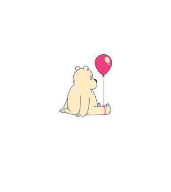 Teddy Drăguț cu Balon model alb pe tricou
