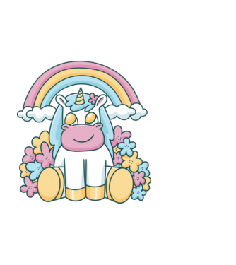 Unicorn drăguț model negru pe tricou