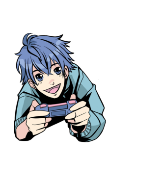 Anime băiat Gamer model albastru deschis pe tricou