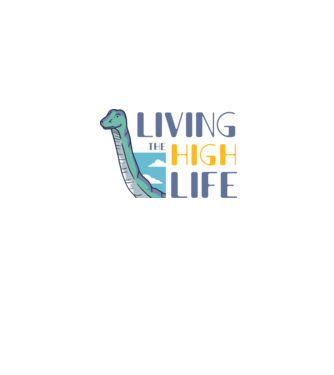 Living the High Life Dinosaur model albastru jeanși pe tricou