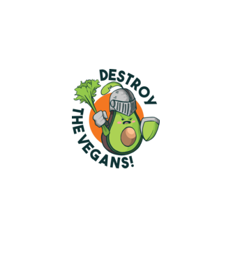 Destroy the Vegans - tricou amuzant războinic Avocado model alb pe tricou