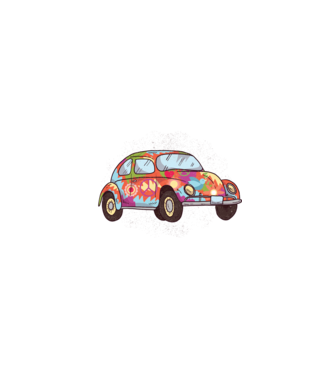 Hippy Beetle Volkswagen model turcoaz pe tricou