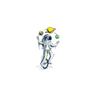 Jongler Astronaut model albastru deschis pe tricou