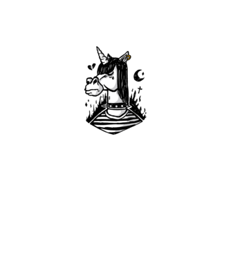 Emo unicorn model alb pe tricou