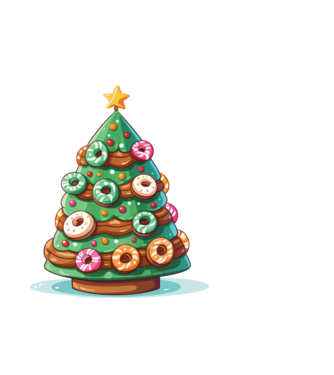 Doughnut pom de Crăciun model alb pe tricou