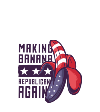Make Banana Republican Again model alb pe tricou