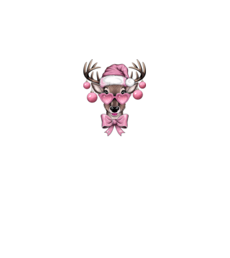 Pink Xmas Reindeer model alb pe tricou