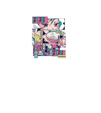 Anime Vaporwave Ramen model verde pe tricou