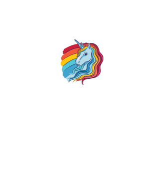 Unicorn cu Curcubeu model negru pe tricou