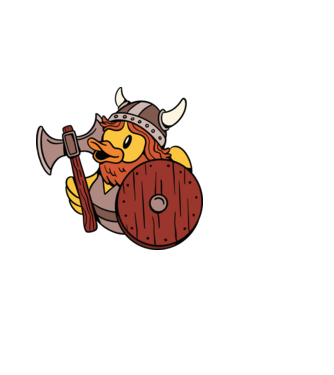 Rățușcă de cauciuc Viking model alb pe tricou