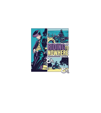 Anime Vaporwave Riding Nowhere model albastru deschis pe tricou