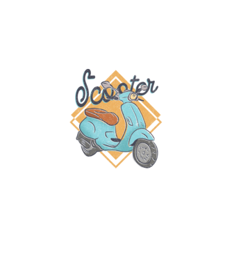 Scooter model alb pe tricou