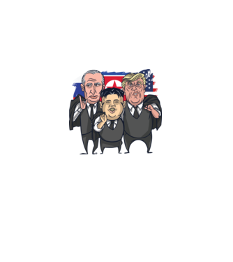 Trump, Putin, Kim - trei prieteni buni model alb pe tricou