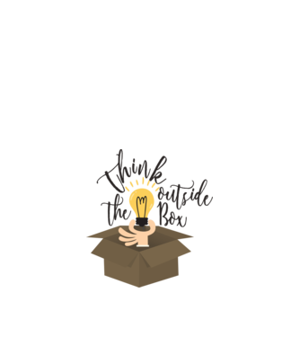 Think outside of the box model alb pe tricou