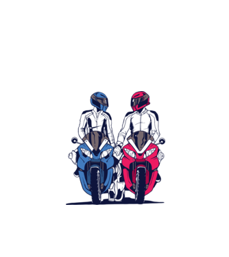 Cuplu de motocicliști model turcoaz pe tricou