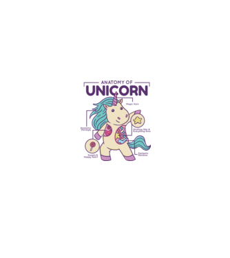 Unicorn Anatomie model alb/roșu pe tricou