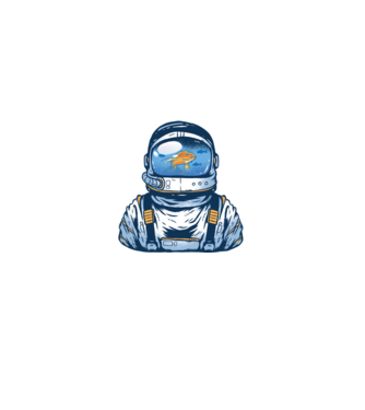 Peștișor auriu Astronaut model negru pe tricou