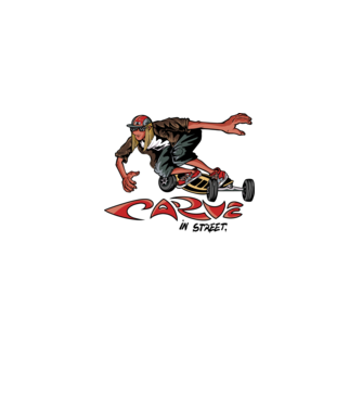 Carveboard Longboard model alb pe tricou