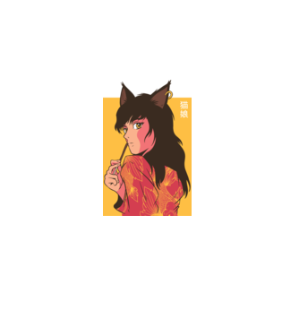 Pisică Fată Anime model albastru deschis pe tricou