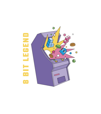 8 Bit Legendă Arcade Slot Machine model alb pe tricou