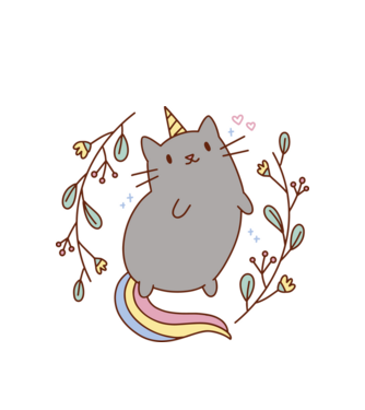 Pisică Unicorn model alb pe tricou