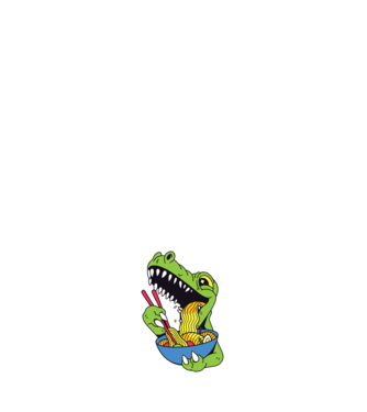 T-rex Ramen model alb pe tricou