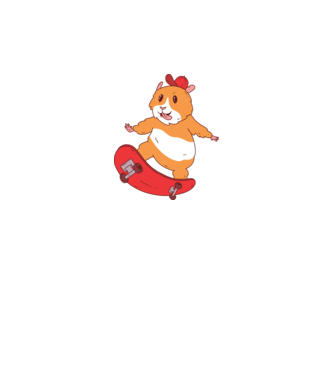Hamster Skateboarder model gri pe tricou