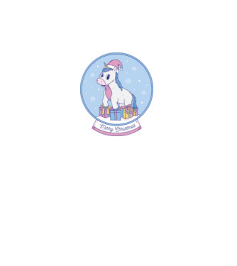 Glob de zăpadă drăguț, de Crăciun, cu Unicorn model turcoaz pe tricou