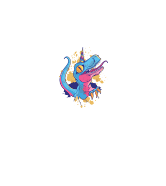 Unicornsaurus - Dinozaur Unicorn model albastru jeanși pe tricou