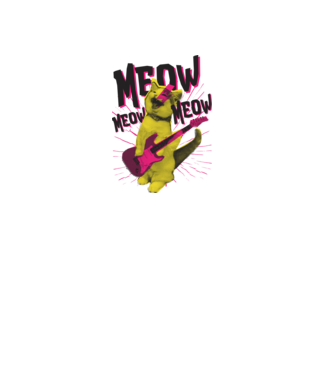 Pisică Rocker Meow model alb pe tricou