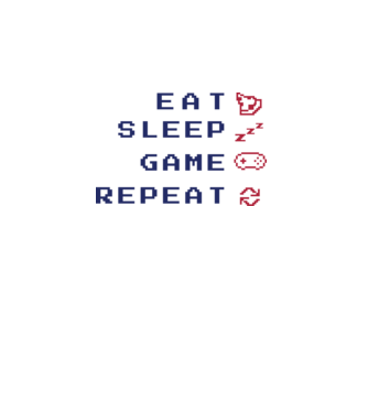 Eat Sleep Game Repeat model alb pe tricou