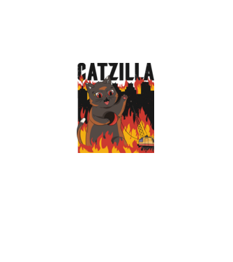 Anime Catzilla model alb pe tricou